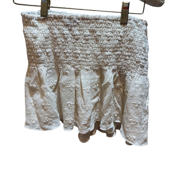 American Eagle Outfitters Cream Embroidered Smocked Mini Skirt - Picture 4 of 8